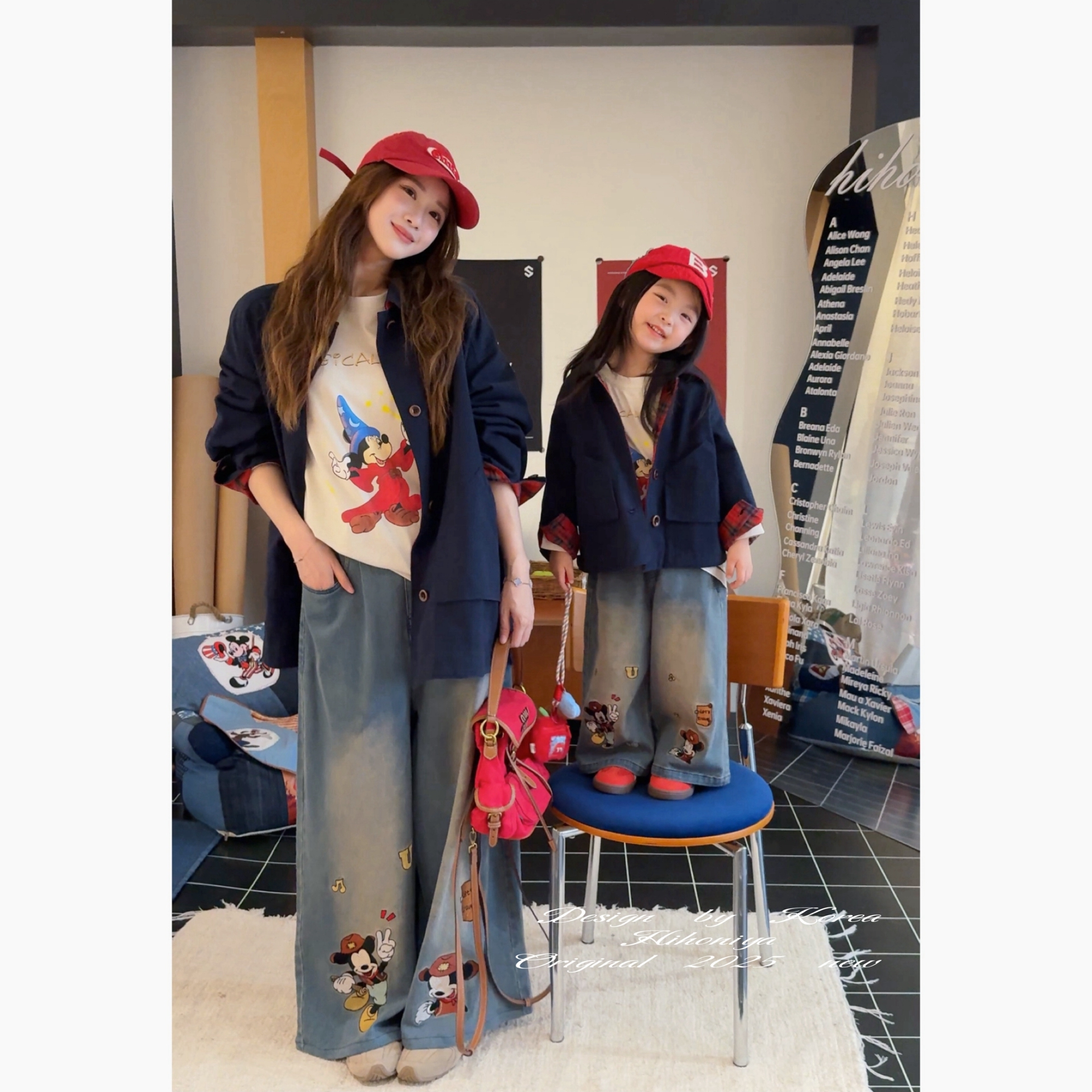 【苏格兰】二Hihoniya~2025秋季亲子红格藏青两面穿纯棉高级外套