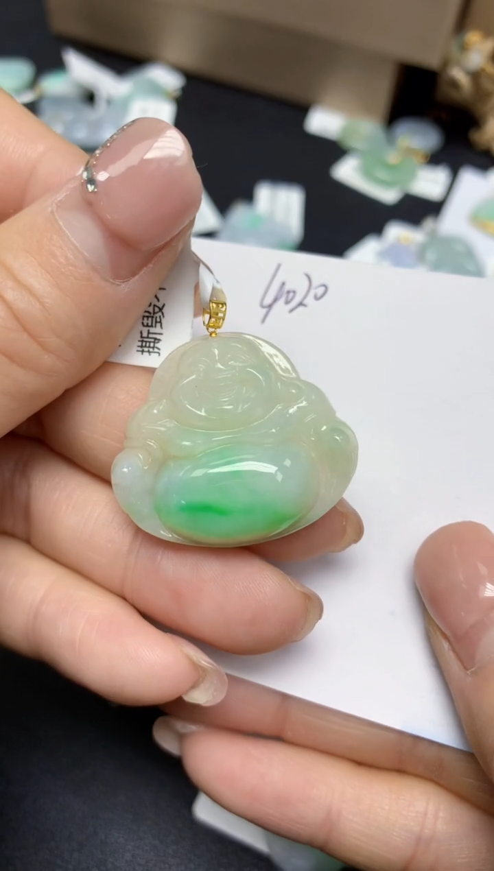 【闪购商品】翡翠挂件18K金镶嵌 天然翡翠A货