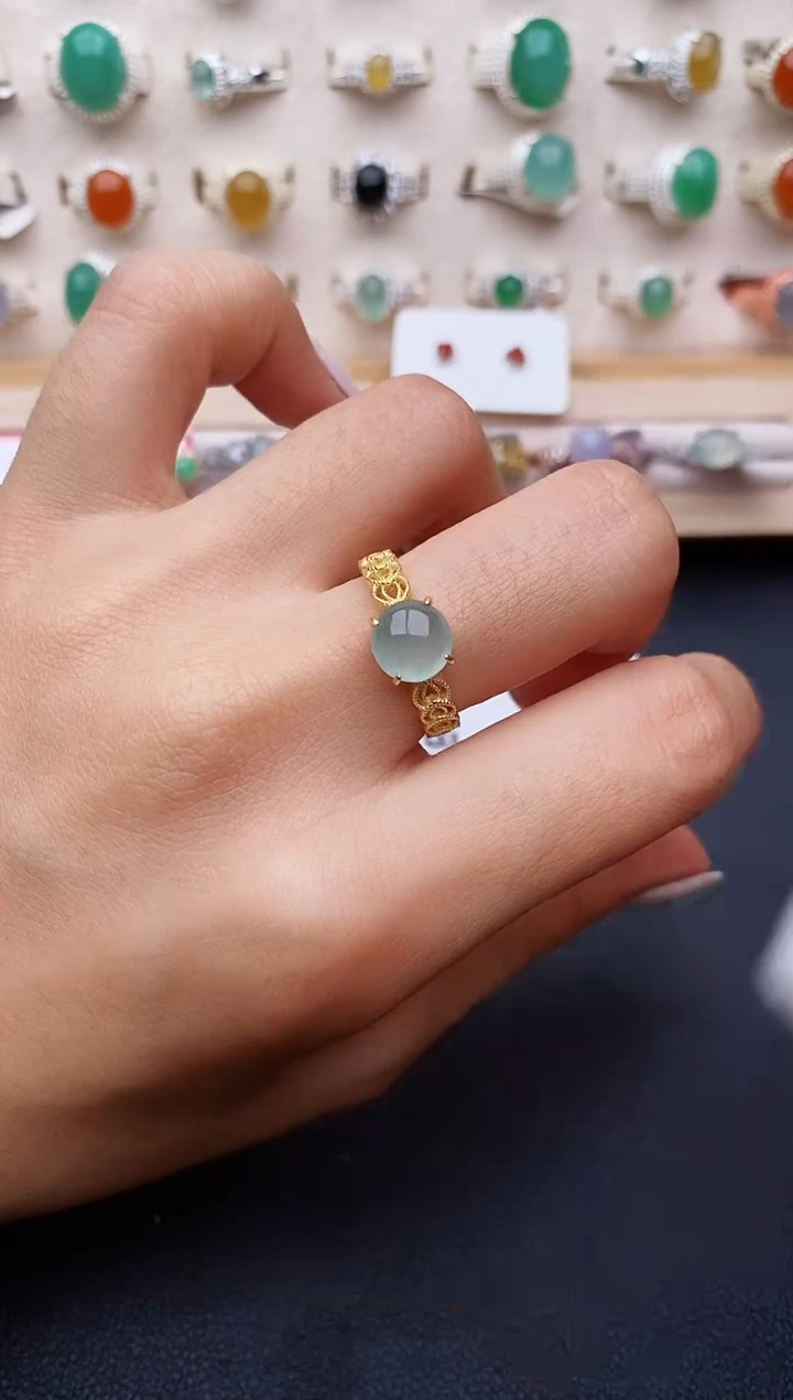 【闪购商品】翡翠戒指银S925镶嵌缅甸翡翠