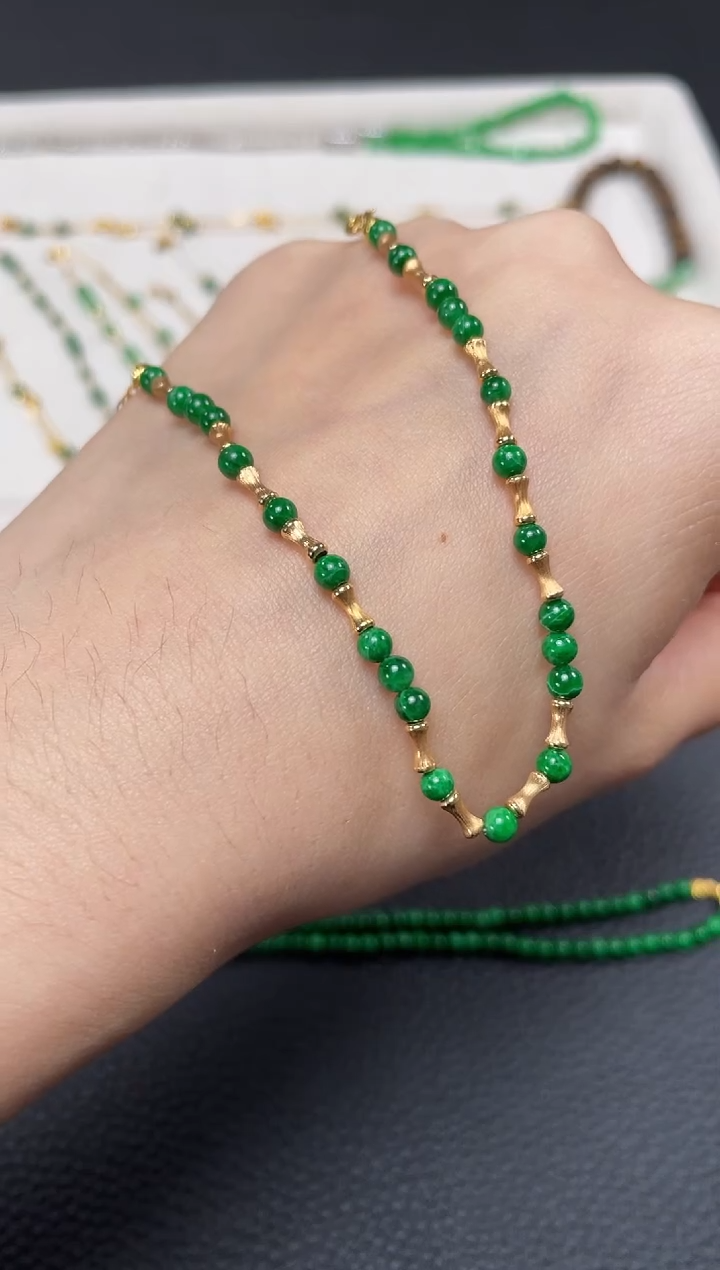 【闪购商品】翡翠套链18K金镶嵌一个  JK313