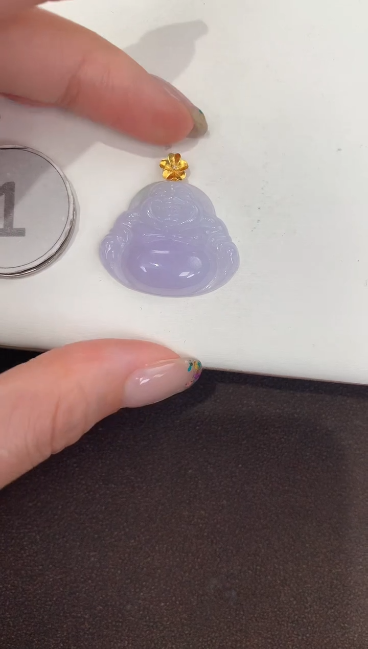 颈饰18K金镶嵌翡翠 天然缅甸a货翡翠