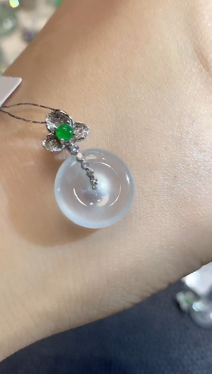 吊坠(不含链)18K金镶嵌翡翠A29翡翠