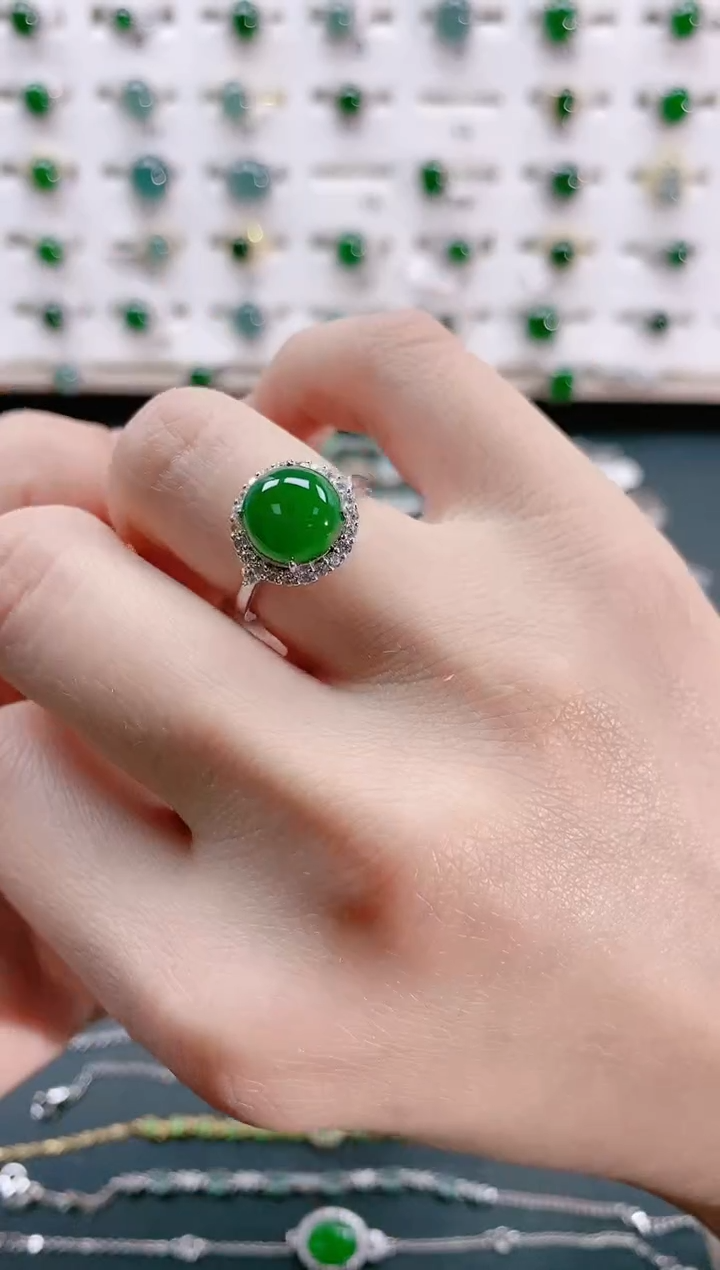 【闪购商品】翡翠戒指银S925镶嵌天然翡翠