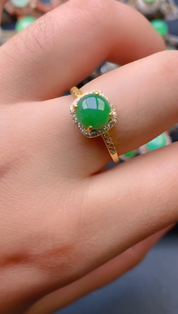 【闪购商品】翡翠戒指银S925镶嵌天然A货翡翠1