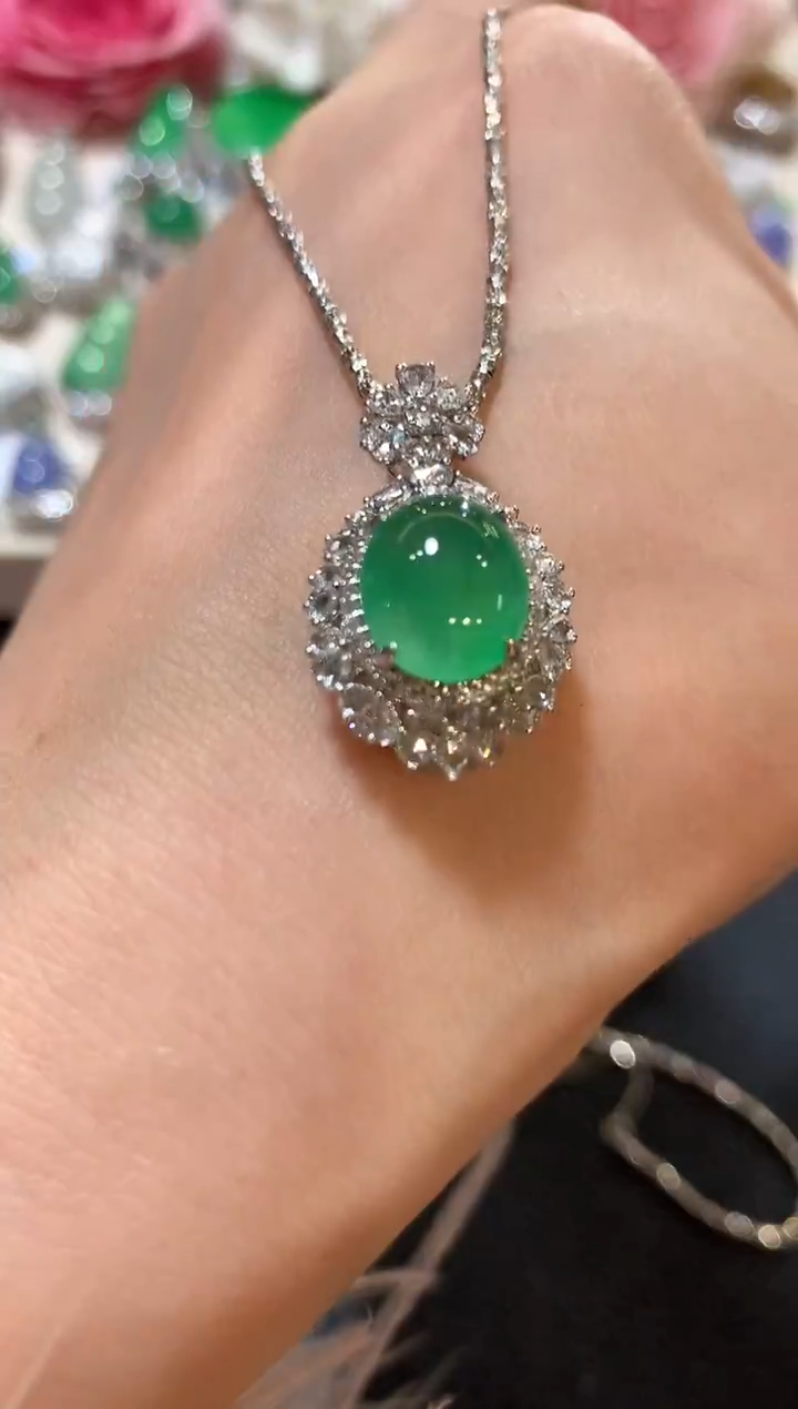 吊坠(不含链)18K金镶嵌翡翠z195