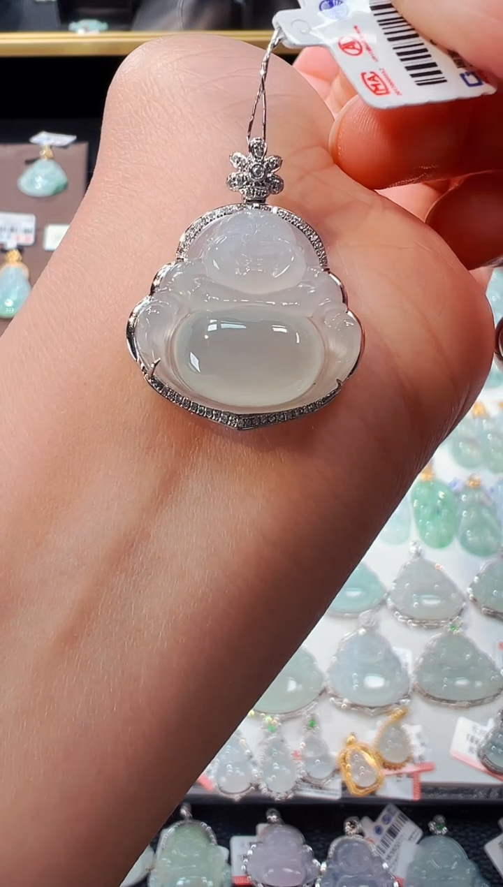 【闪购商品】翡翠吊坠(不含链)18K金镶嵌福豆吊坠987