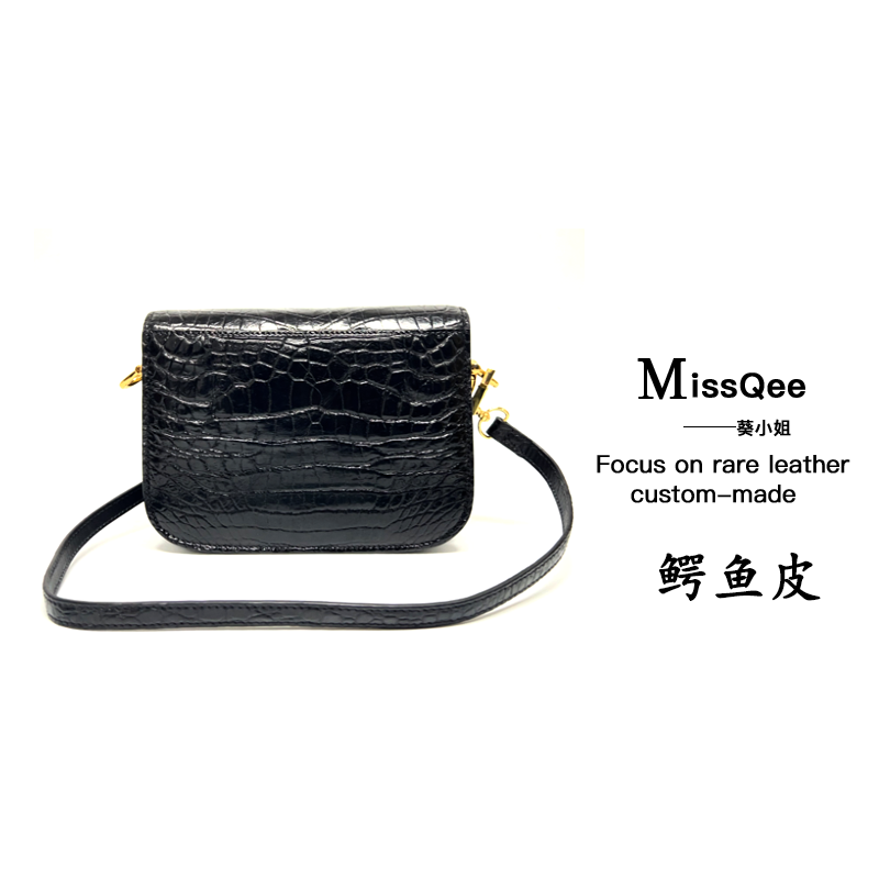 「高定女包」葵小姐MissQee高端设计款女士鳄鱼包 3301B 双扣 红-黑