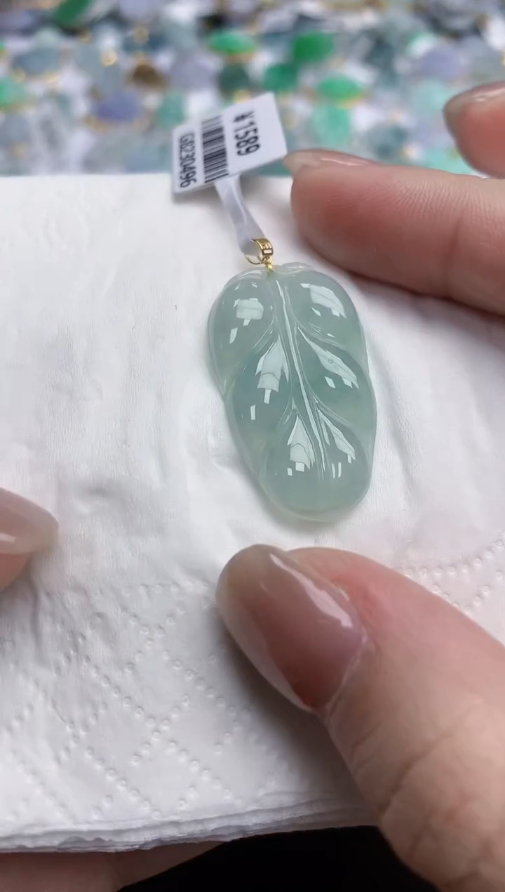 【闪购商品】翡翠颈饰18K金镶嵌天然缅甸翡翠A货