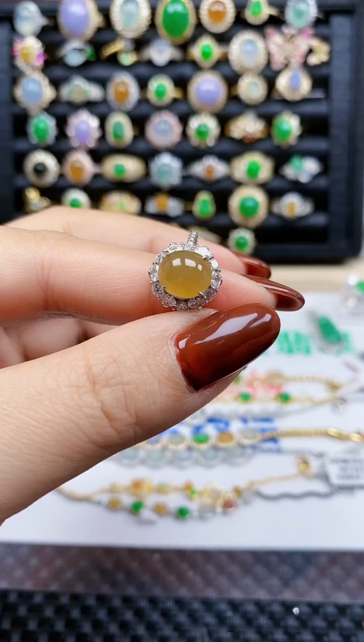 银S925镶嵌戒指翡翠322