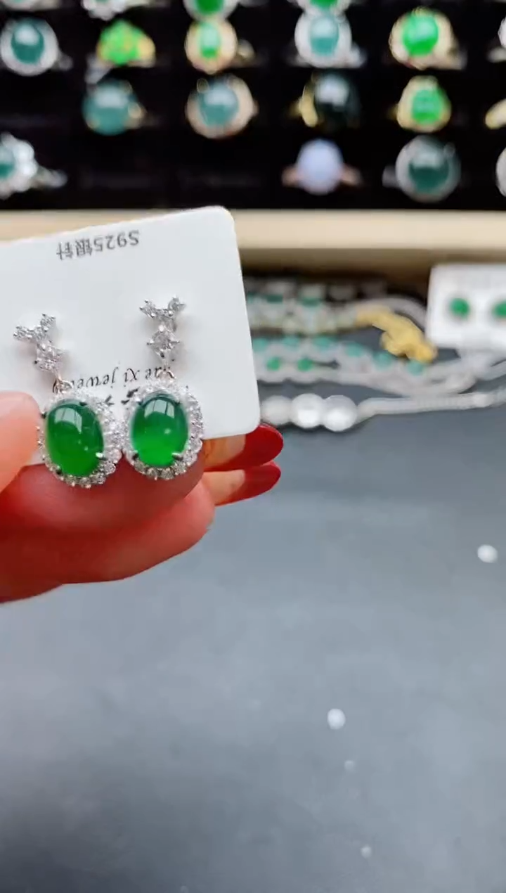 【闪购商品】翡翠耳饰银S925镶嵌321321