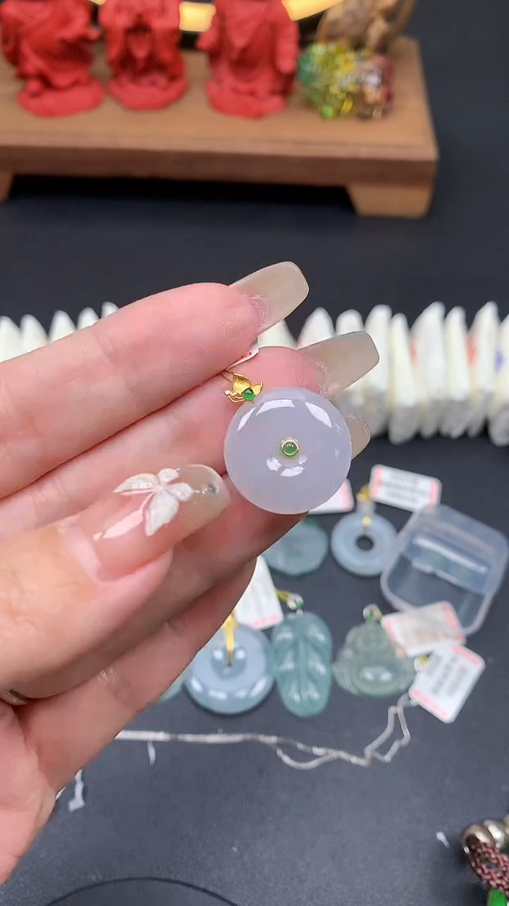 【闪购商品】翡翠吊坠(不含链)18K金镶嵌MS150075