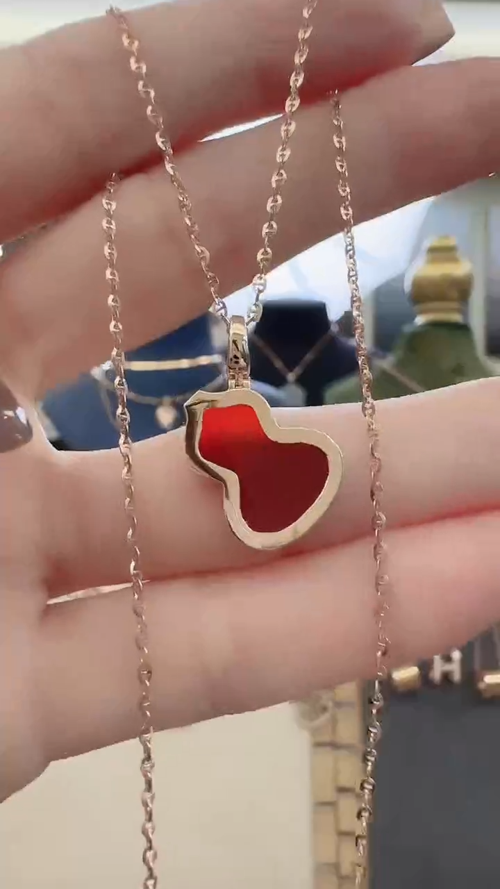 玛瑙/玉髓吊坠(不含链)18K金镶嵌18K金葫芦吊坠