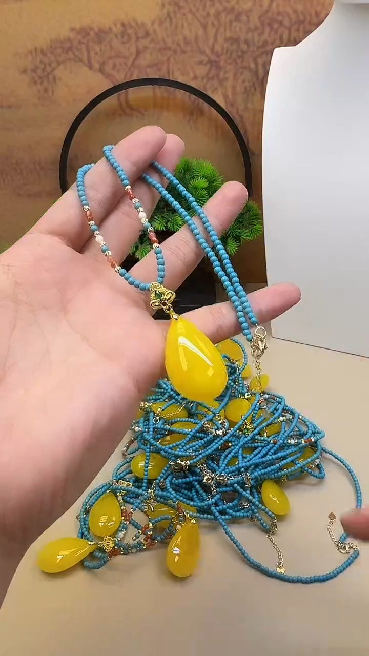 蜜蜡颈饰14K金镶嵌A02 