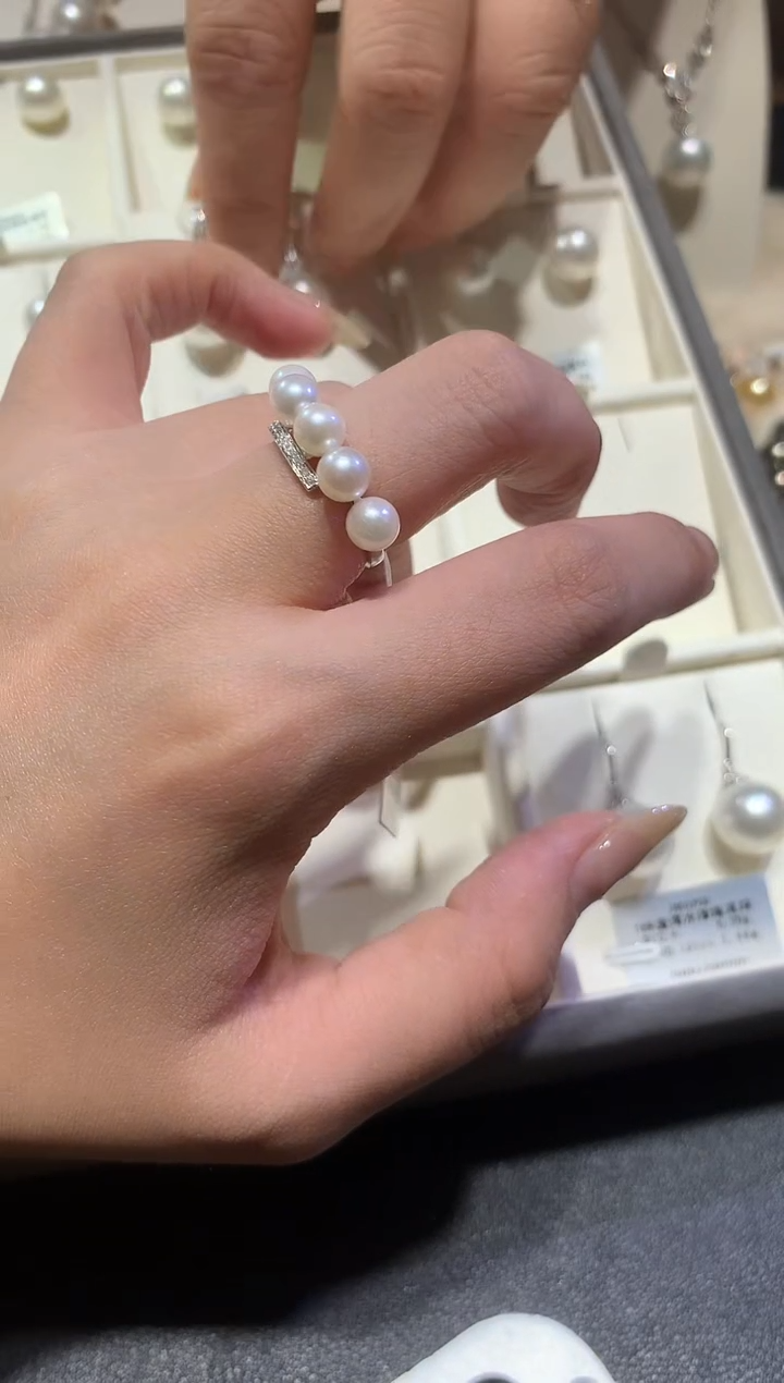 18K金镶嵌戒指海水珍珠A284|3999