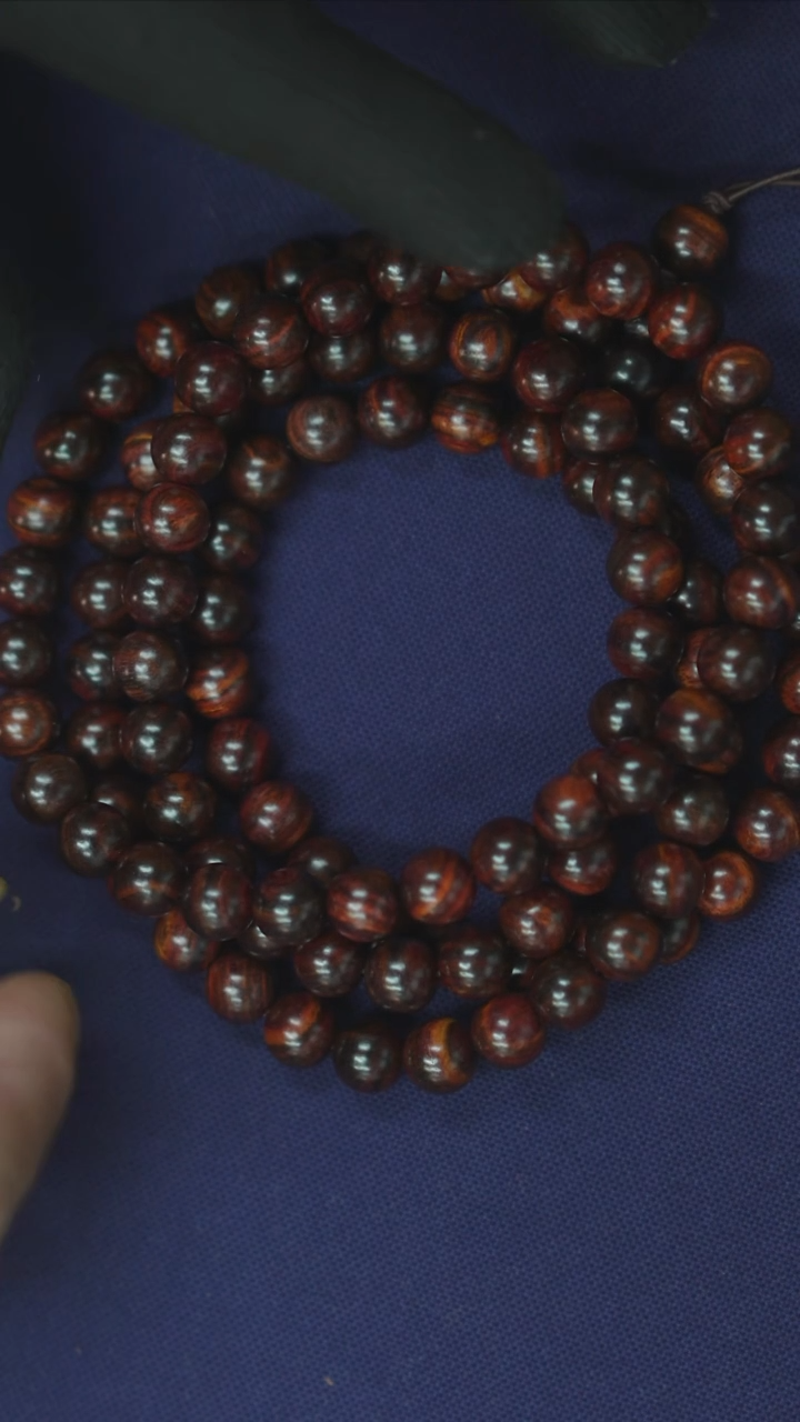 黄花梨/降香黄檀海南黄花梨紫红底1.0x108手串（218）