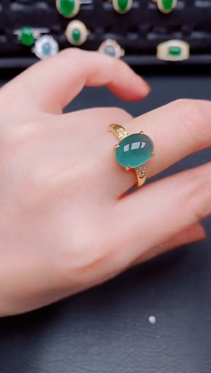 【闪购商品】翡翠戒指银S925镶嵌天然a货翡翠232