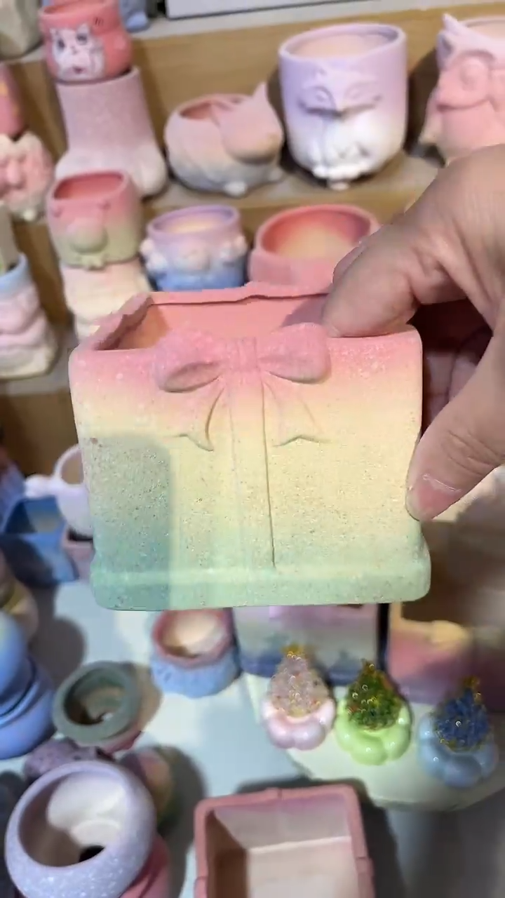 麦饭石粗陶多肉花盆8*7