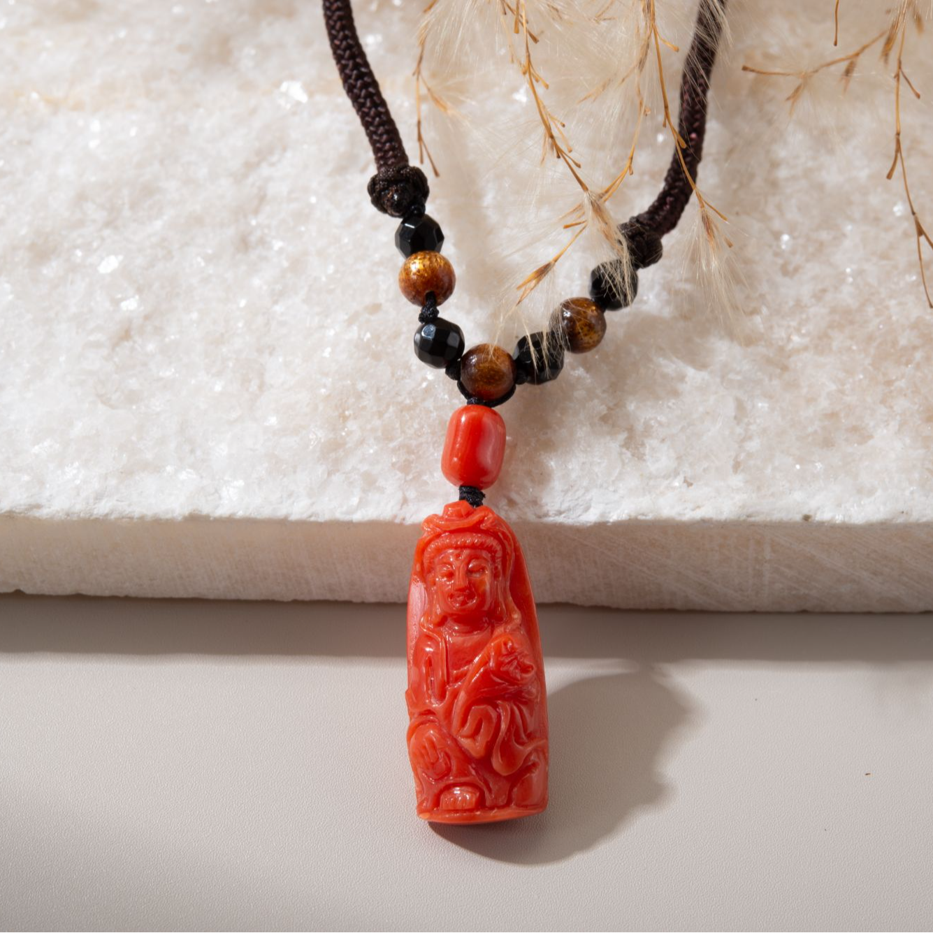 绮瑞珊瑚 天然珊瑚 多样性发货配珠 红珊瑚观音项链/223016