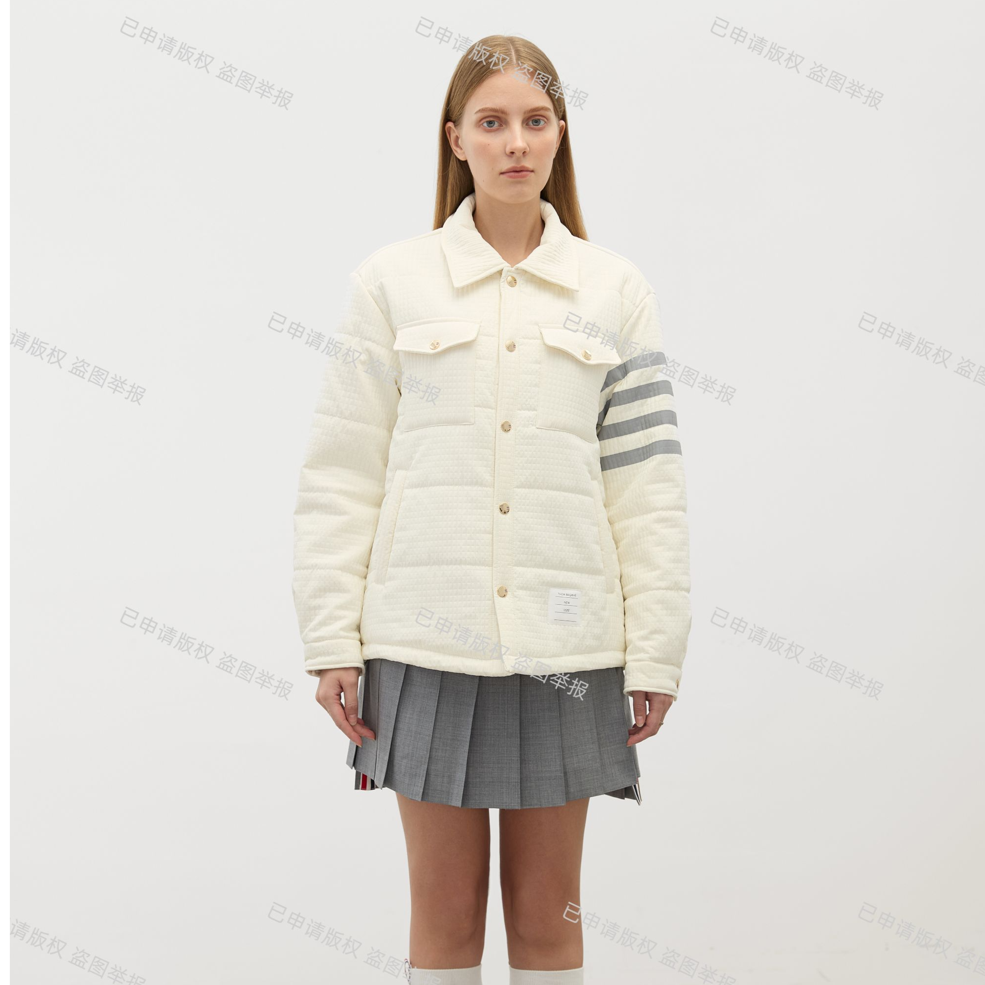 【明星同款 】秋冬男女同款百搭四道杠衬衫式保暖羊毛外套T999