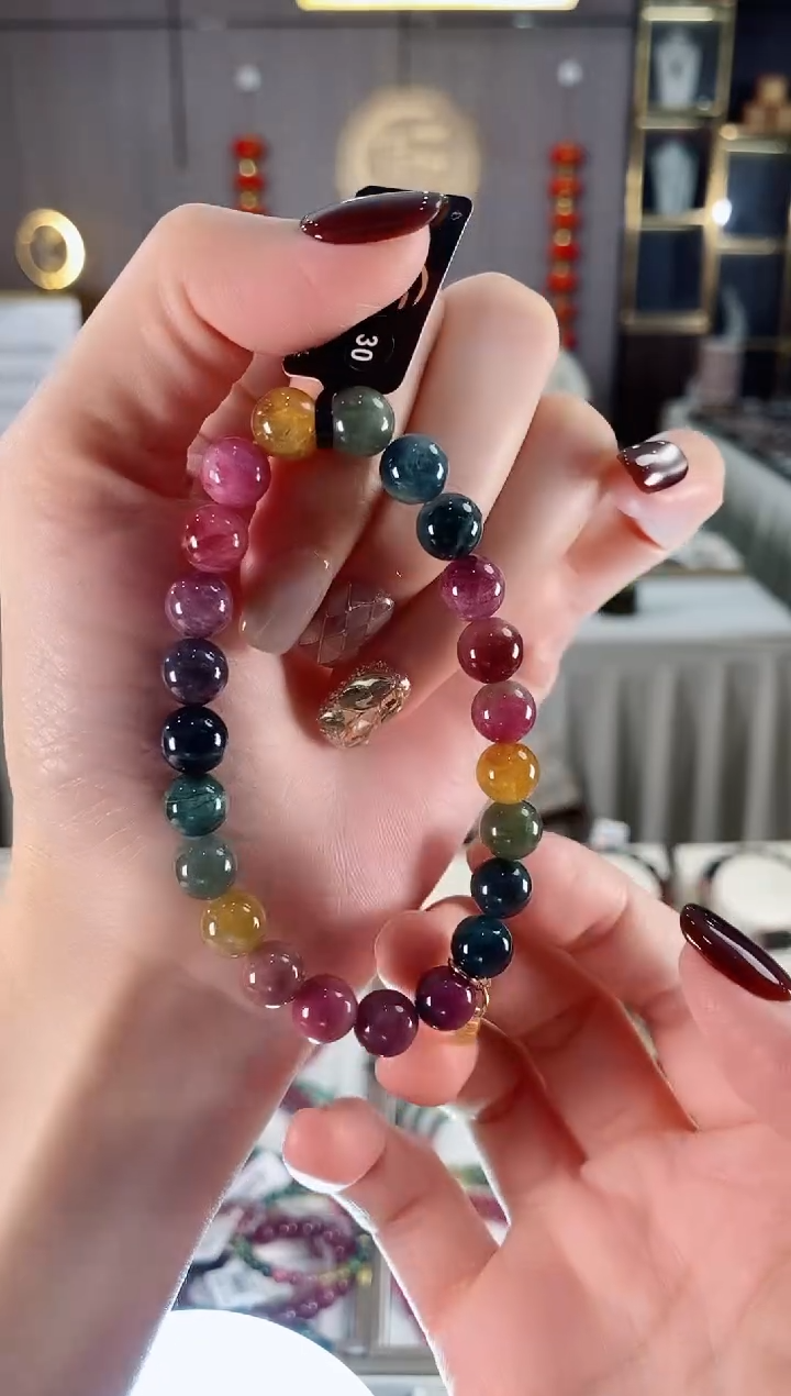 未镶嵌老矿碧玺单圈手串8mm+碧玺dan多样性发货一条