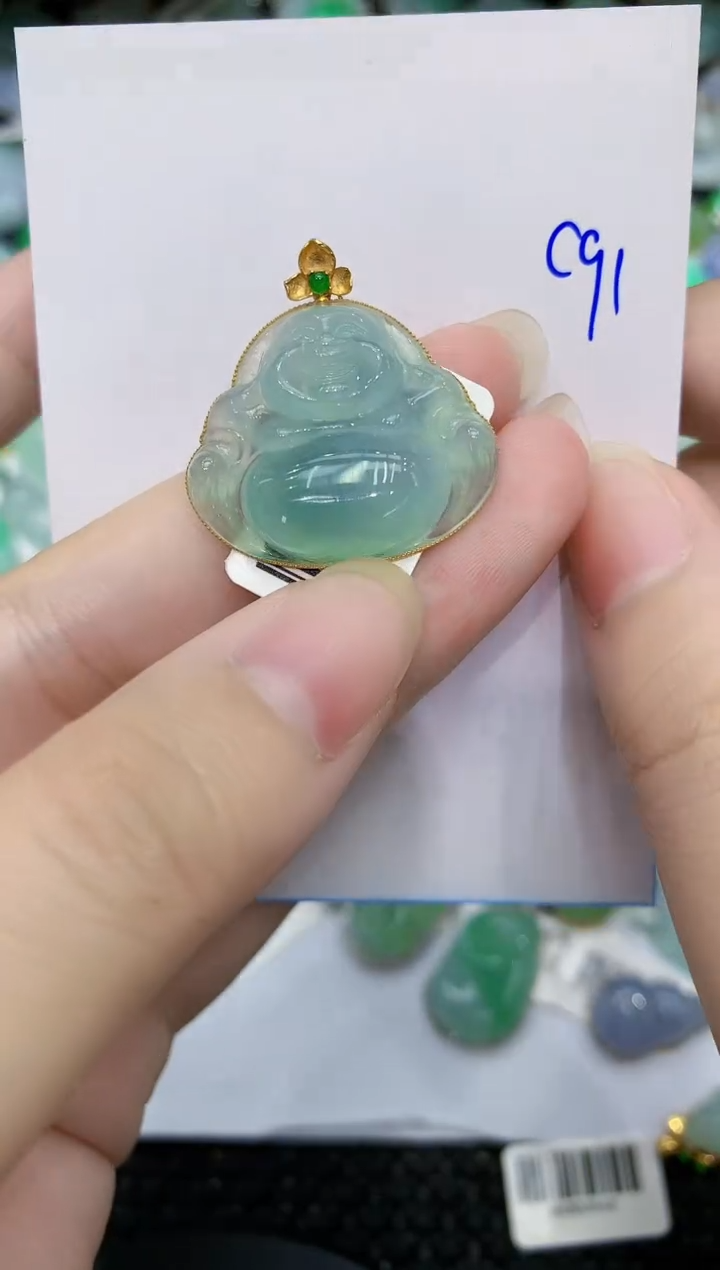 翡翠18K金镶嵌颈饰111111111