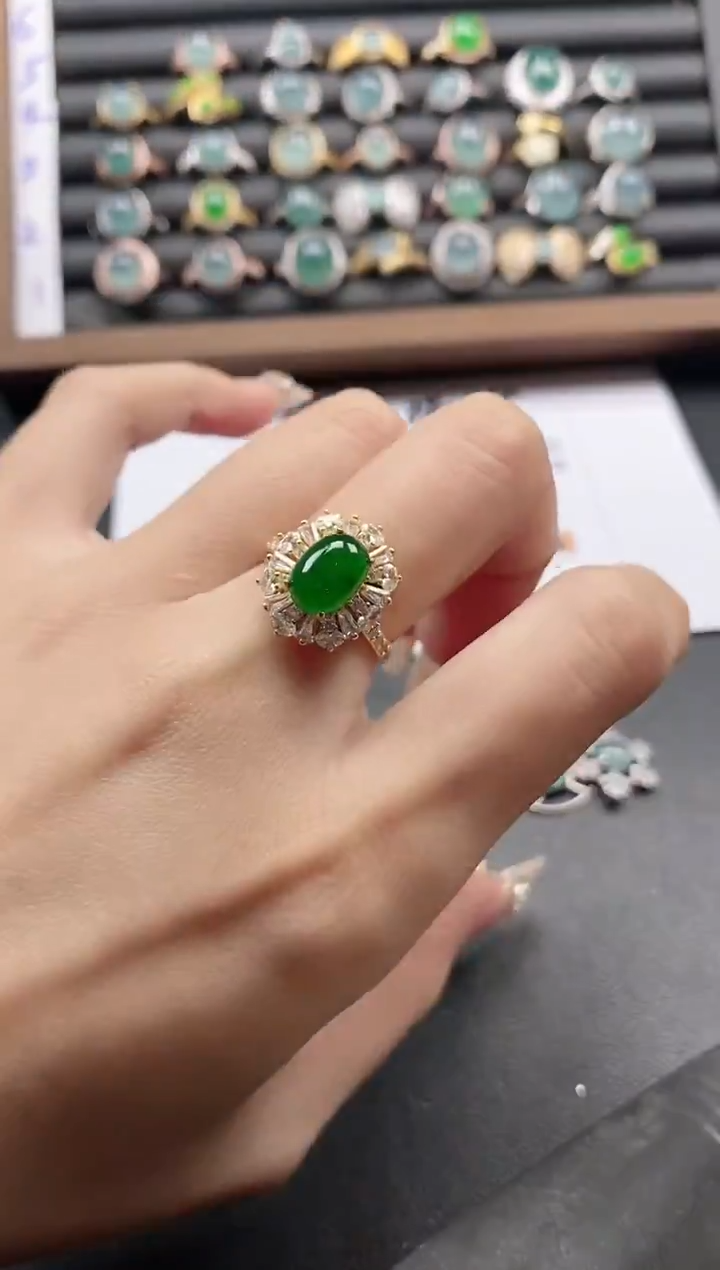 银S925镶嵌戒指翡翠51511