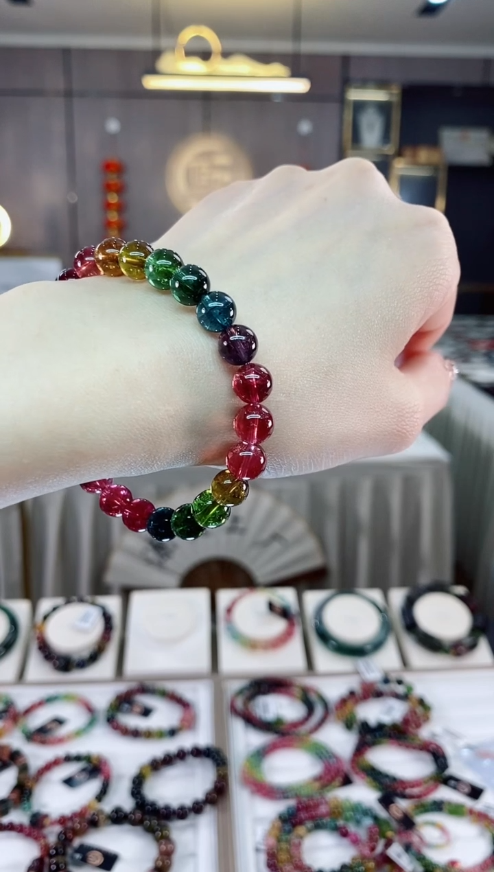 【闪购商品】碧玺收藏级单圈手串8mm+未镶嵌一物一证dan