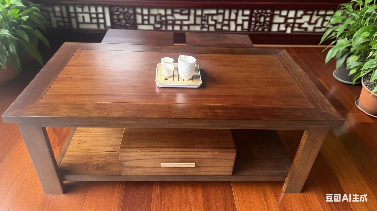 喷漆储物榫卯结构正方形中国风双层无门榫卯简约茶几