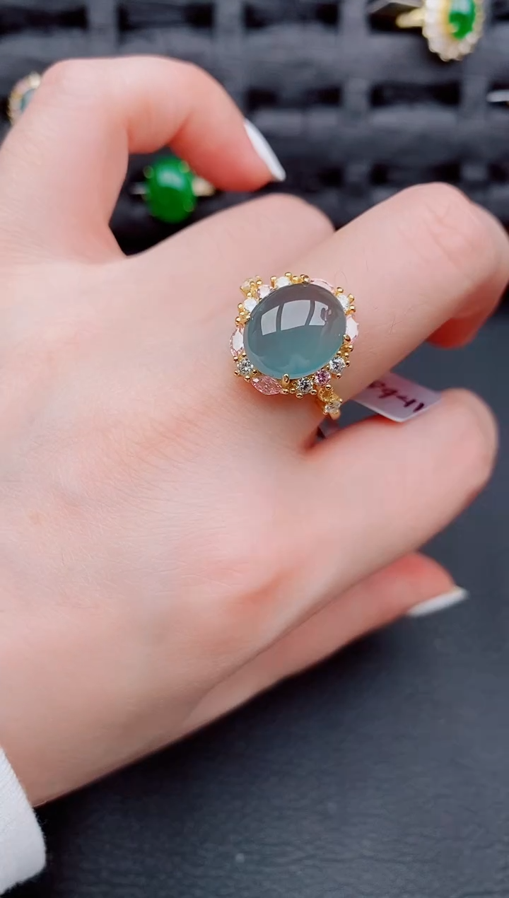 【闪购商品】翡翠戒指银S925镶嵌天然a货翡翠240