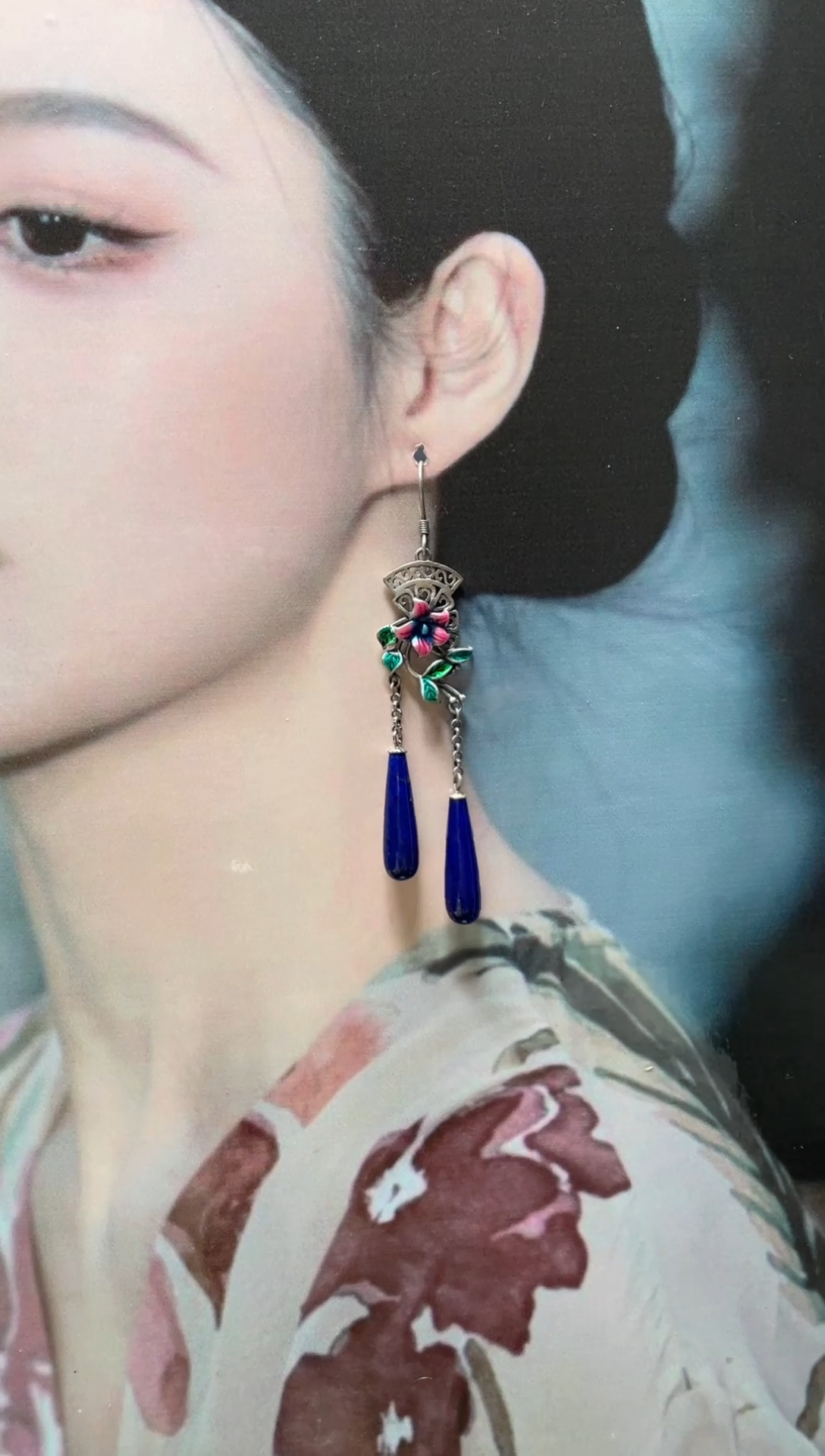 【闪购商品】青金石耳饰银S925镶嵌0075