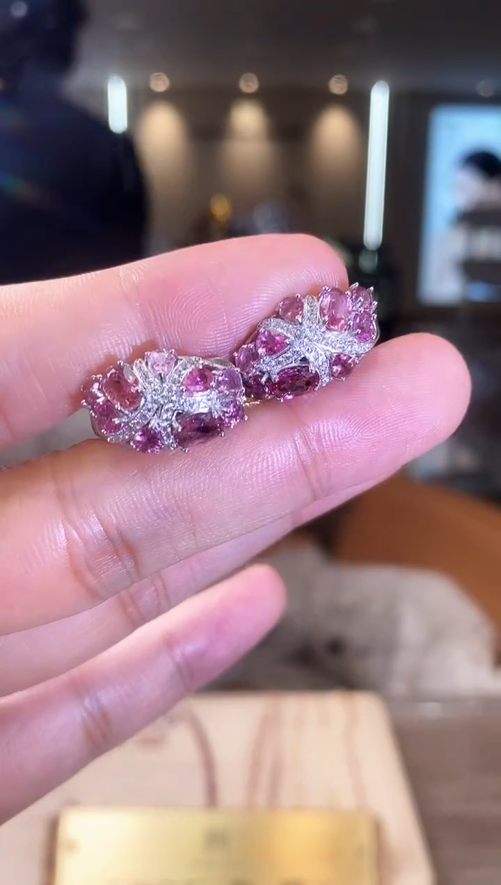 【闪购商品】碧玺耳饰银S925镶嵌09天然宝石