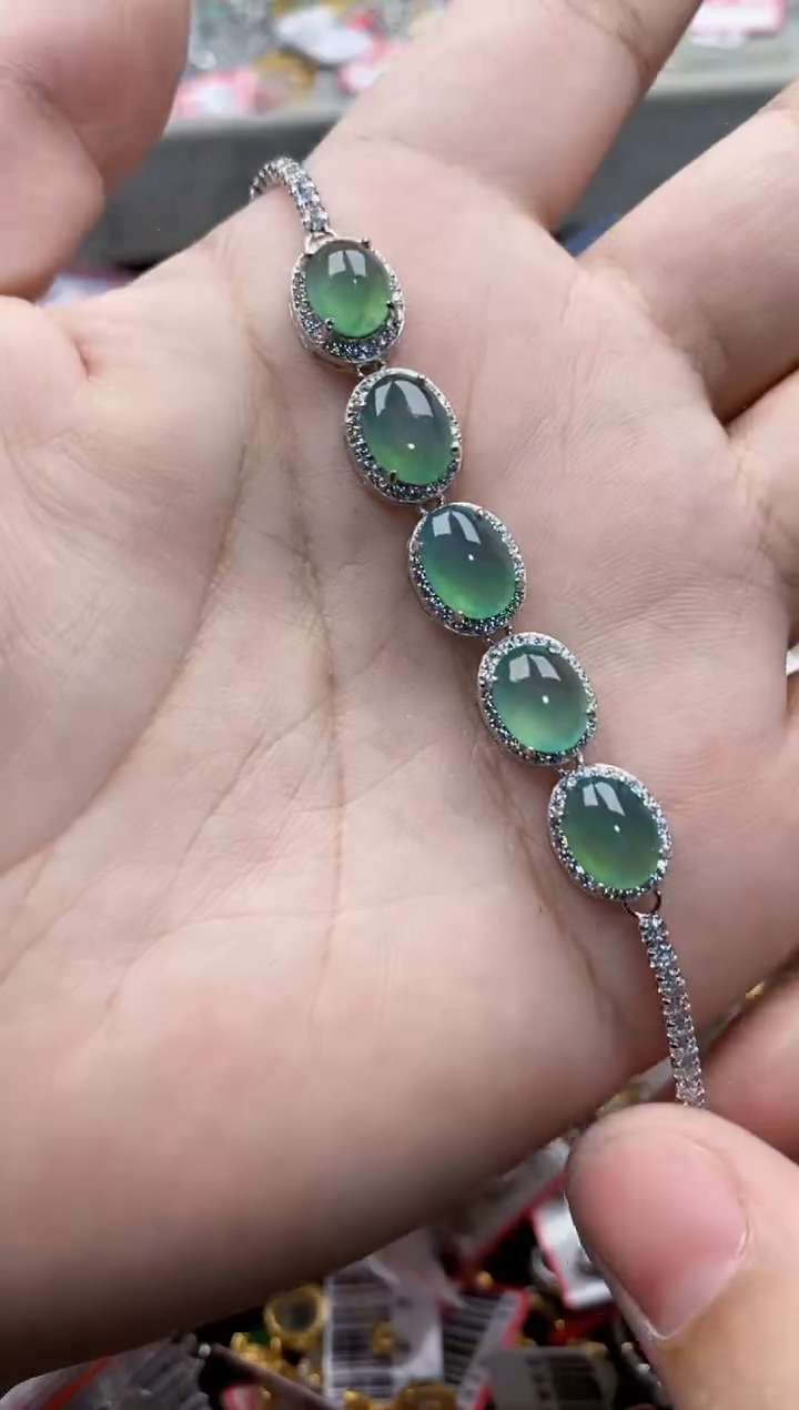 翡翠银S925镶嵌戒指77777---9