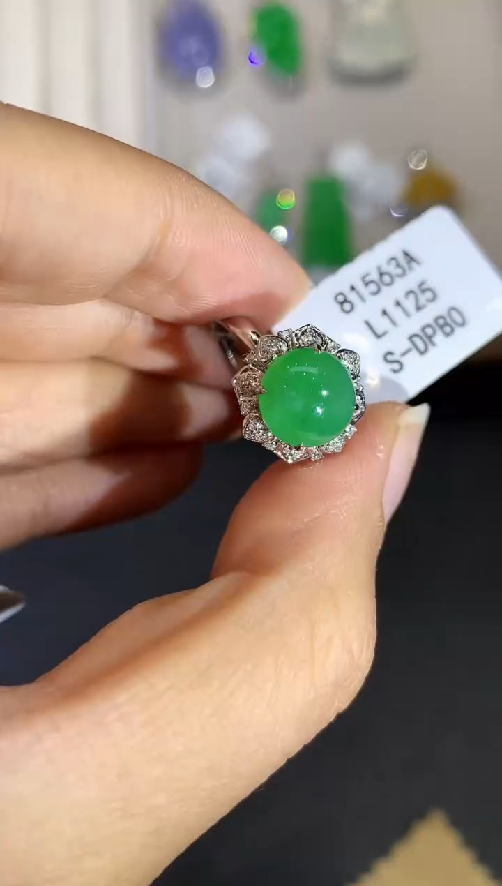 翡翠戒指18K金镶嵌L1125多样性发其一