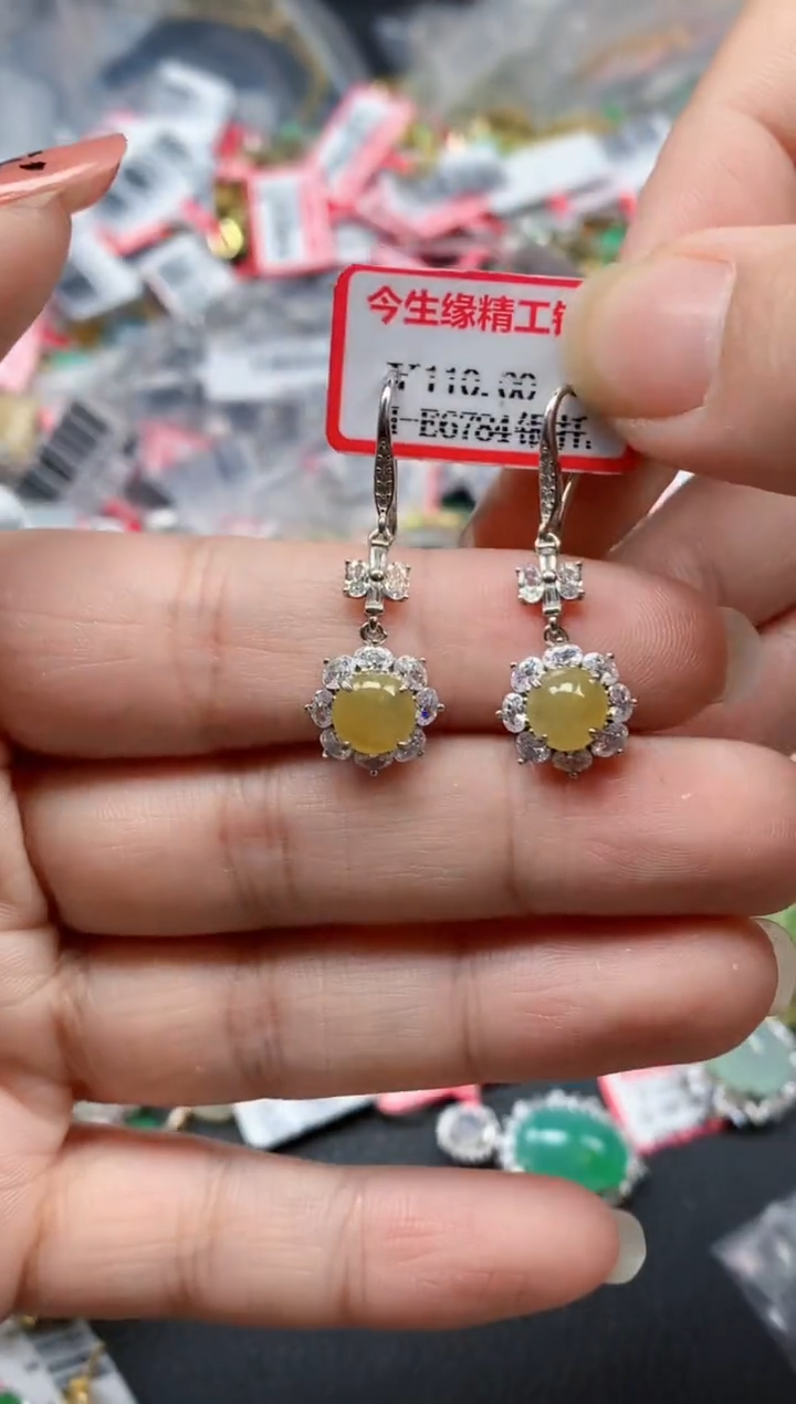 银S925镶嵌戒指翡翠天然A货缅甸翡翠