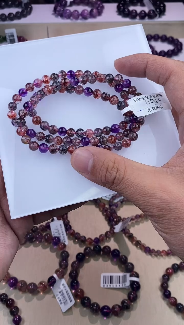 水晶手链未镶嵌黑加仑超七多圈6m+