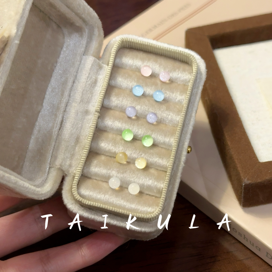 小清新马卡龙色豆豆耳钉套装简约精致养耳洞耳棒百搭甜美耳饰ins商品图