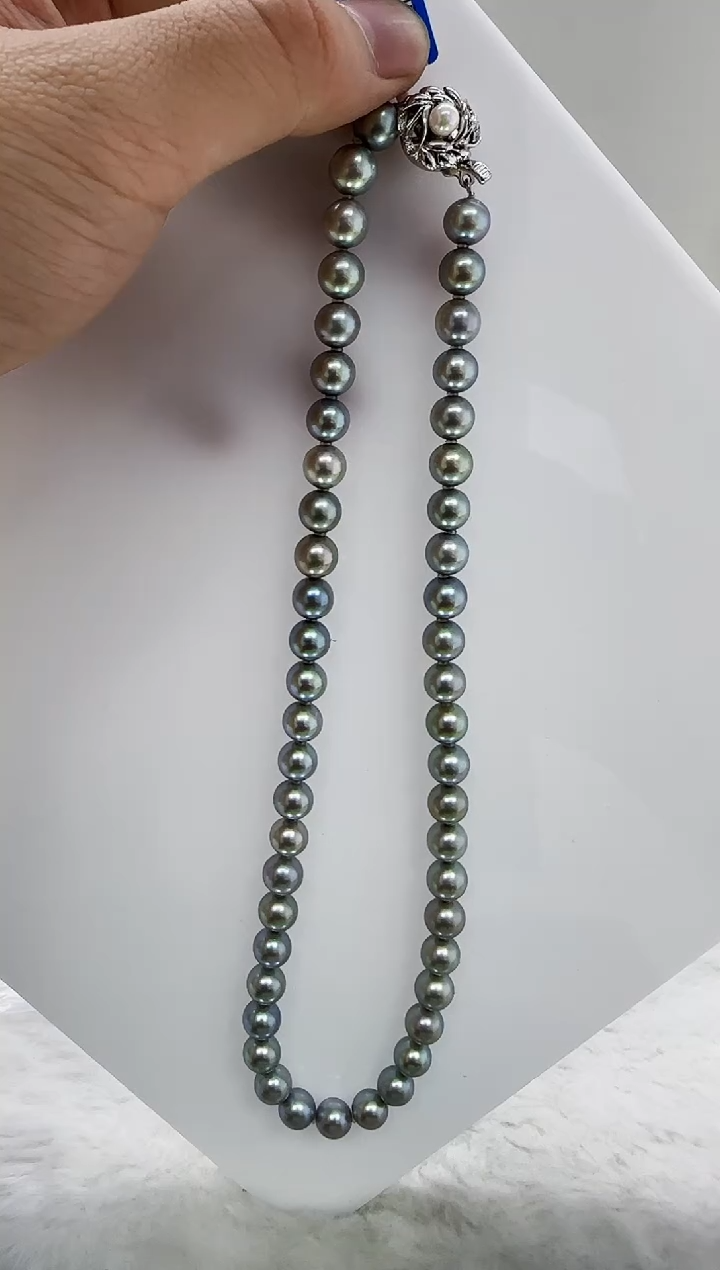 【闪购商品】海水珍珠DA未镶嵌灰珠串8 t924