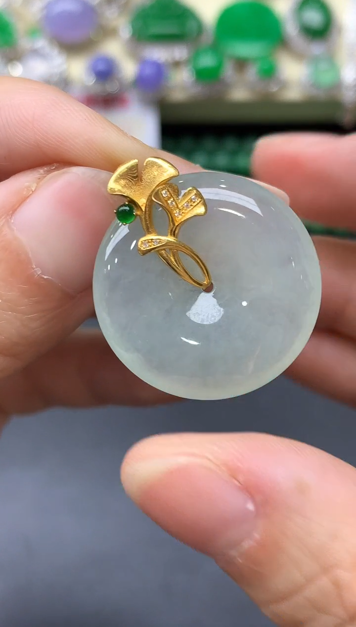 颈饰18K金镶嵌翡翠383中国好珍宝