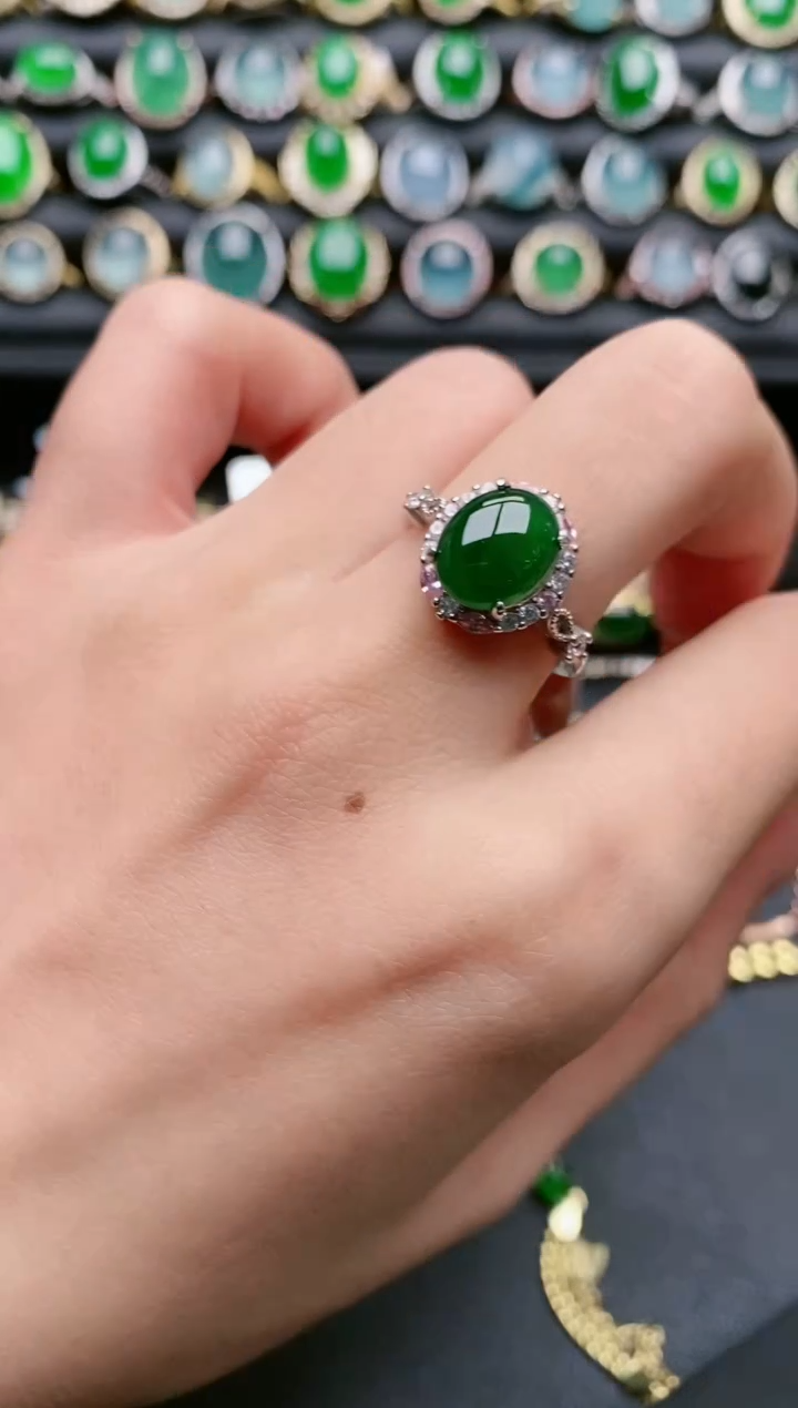 【闪购商品】翡翠戒指银S925镶嵌11111
