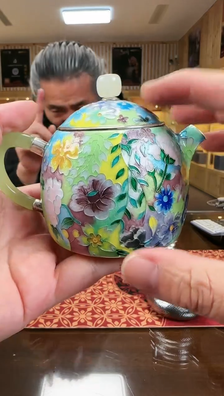 【闪购商品】百花掐丝七宝烧工艺泡茶壶