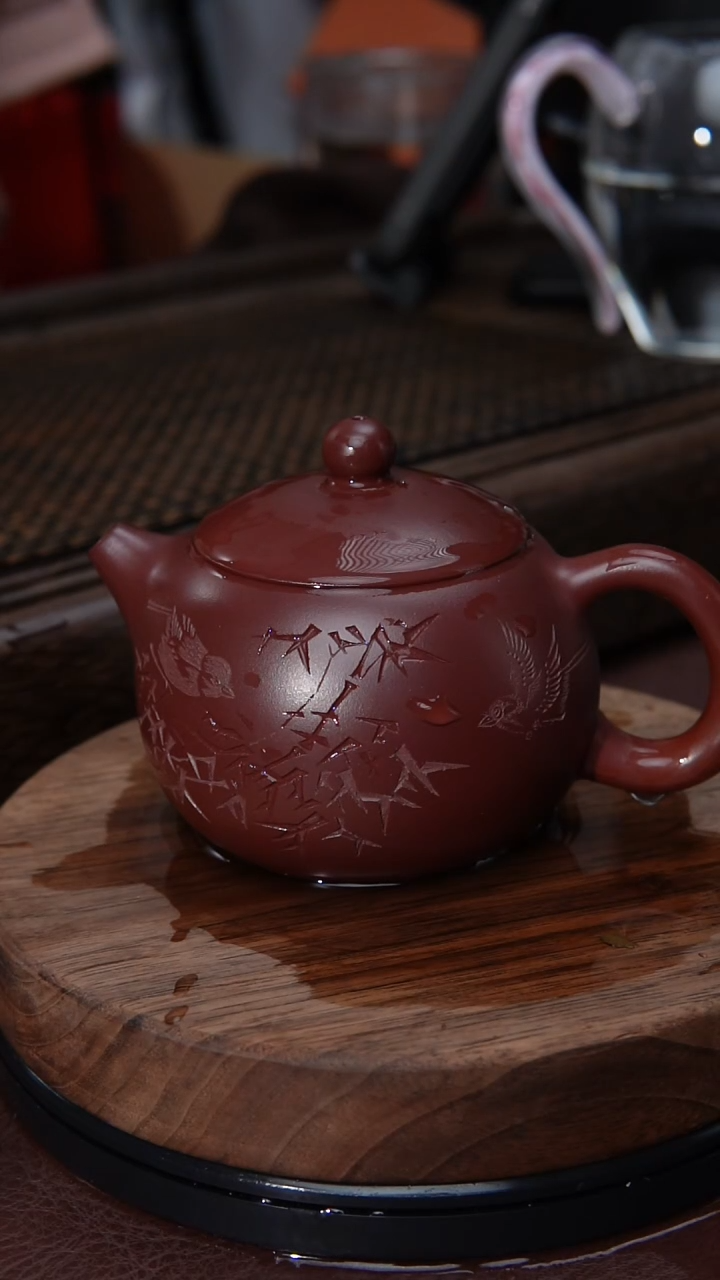 【闪购商品】紫砂茶壶西施紫泥刻绘紫砂壶