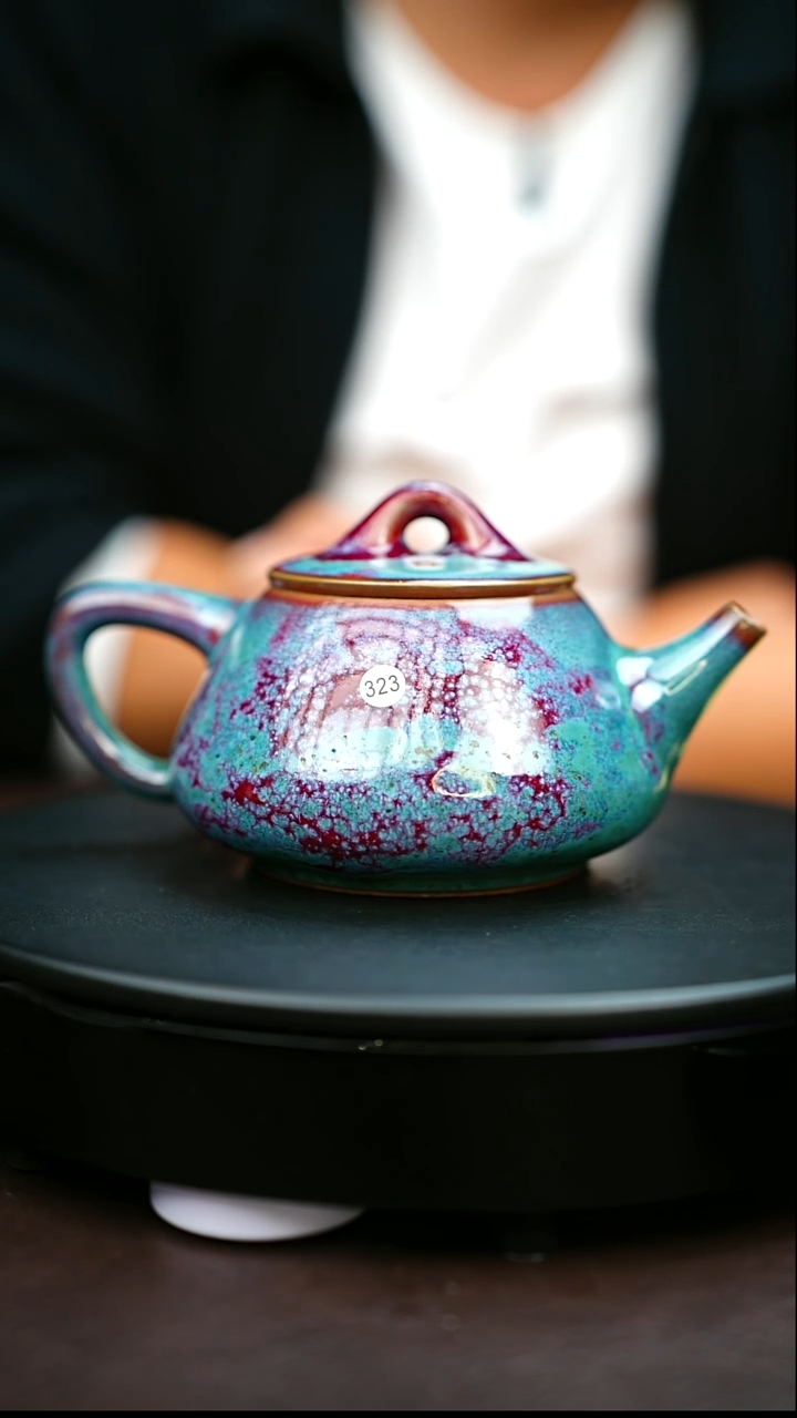 323#原矿钧瓷炉钧釉石瓢壶