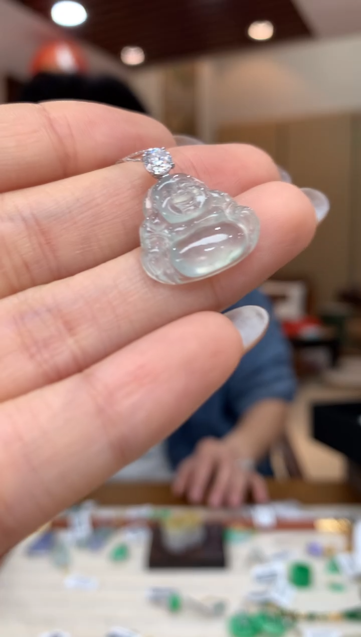 吊坠(不含链)18K金镶嵌翡翠佛公