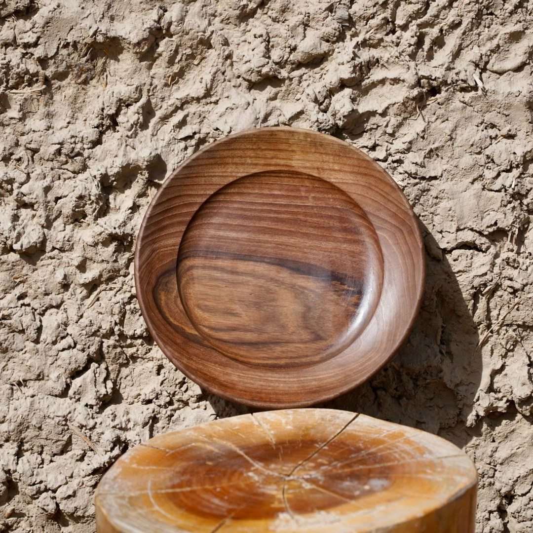 休闲风北欧风木托盘日式创意核桃木果盘圆形