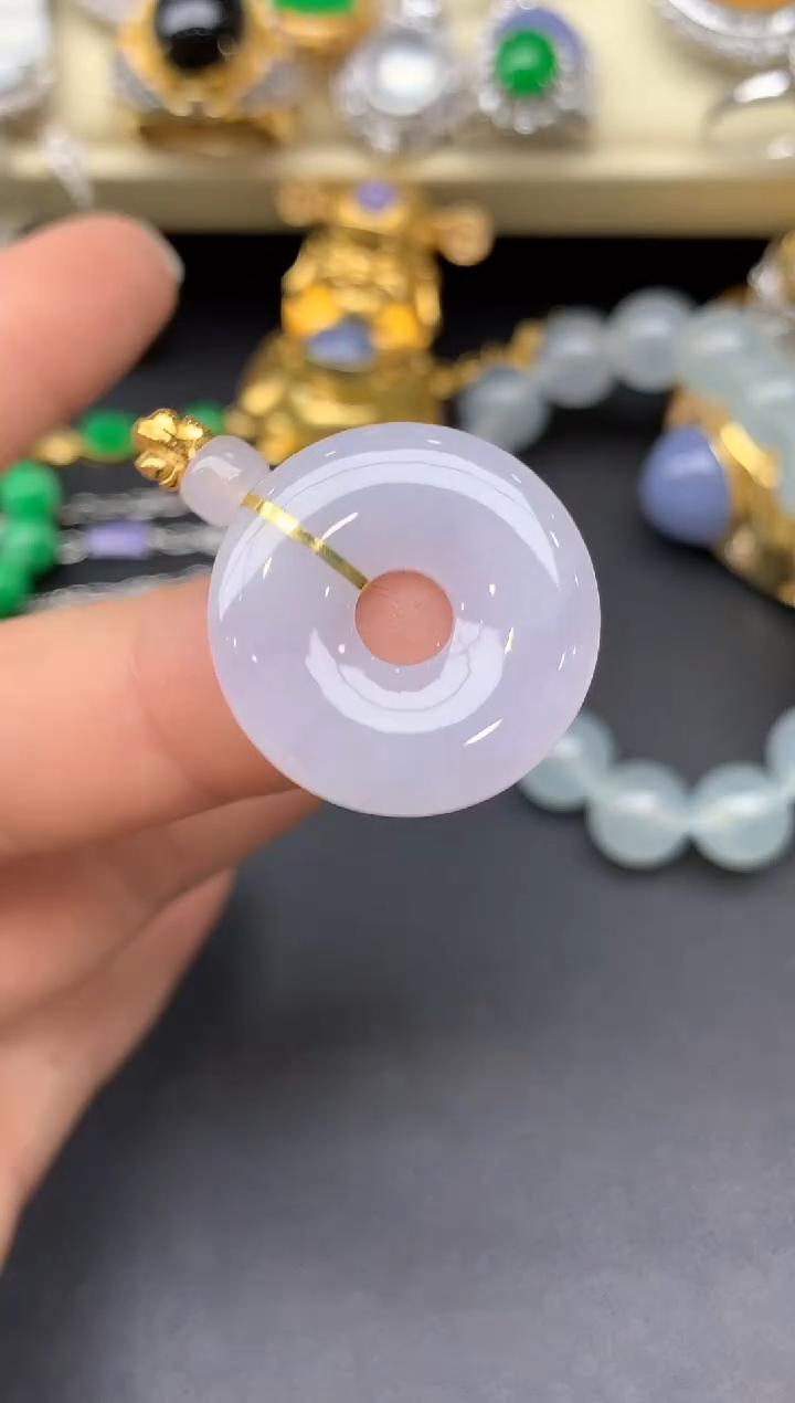 颈饰18K金镶嵌翡翠124-雪姐翡翠天天见
