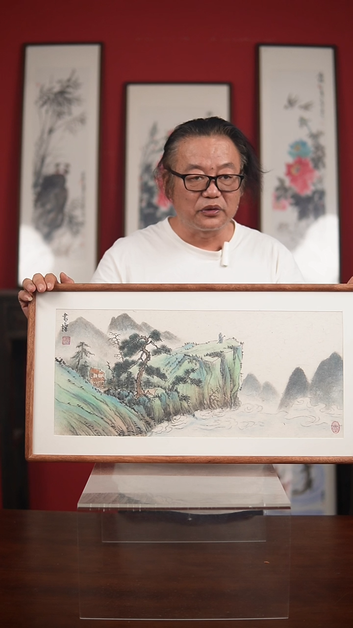 国画手绘-36*69带框钱书灿作品