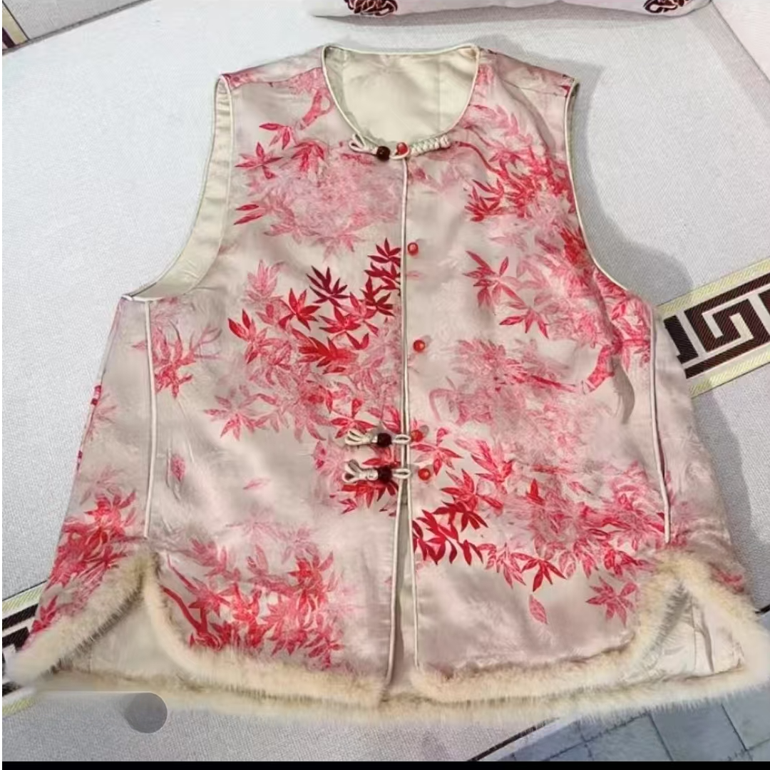 【枫叶红】2025新款爆款新中式国风马甲加绒加棉保暖时尚百搭爆款