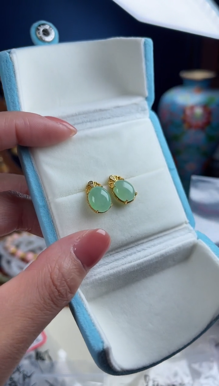 银S925镀金镶嵌挂件翡翠松***妈，121237+121236