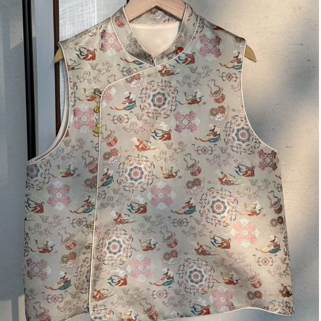 宋锦【三马 敦煌飞天兔】四季款中式满分桑蚕丝马甲上衣复古女装