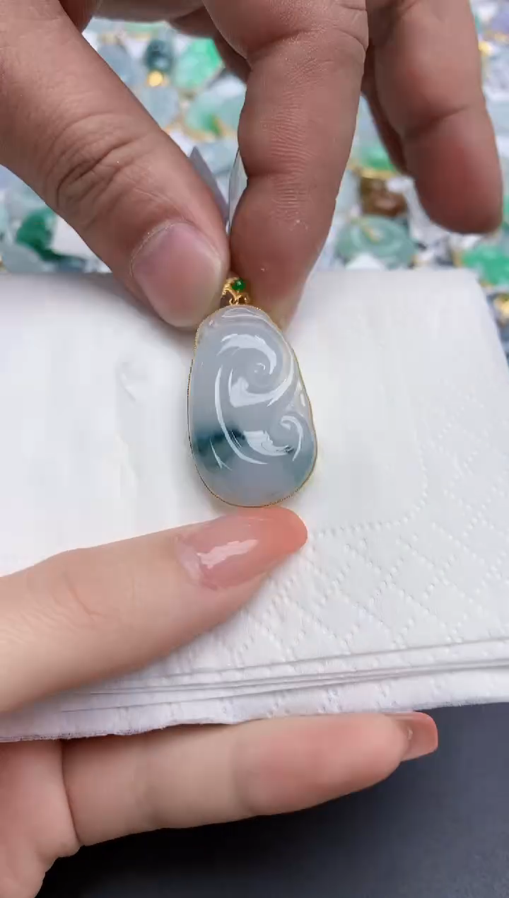 【闪购商品】翡翠颈饰18K金镶嵌天然缅甸翡翠A货